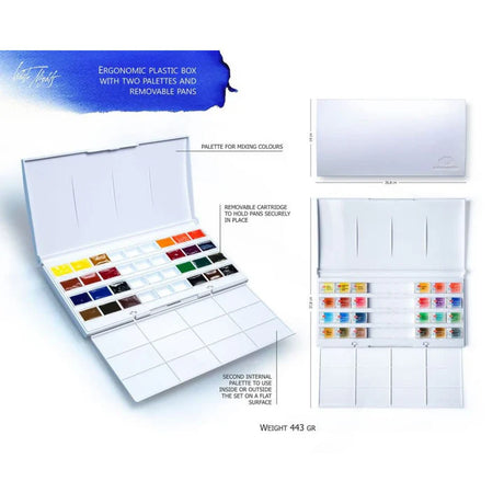 White Nights Artist’s Watercolour Cake Set of 24 - Premium Quality Watercolour Cakes for Artists - Retail Maharaj