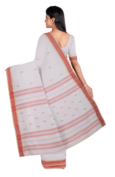 Santipuri Cotton Saree – Dove Grey