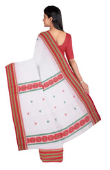 Dokhna Cotton Saree – White and Red - Retail Maharaj