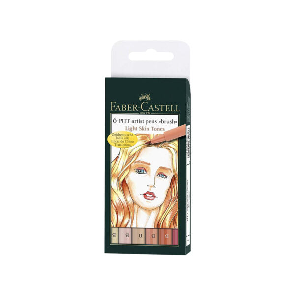 Faber-Castell PITT Artist Brush Pens 6 Pack Terra Basic Pastel Soft and Light Skin Tones - Retail Maharaj