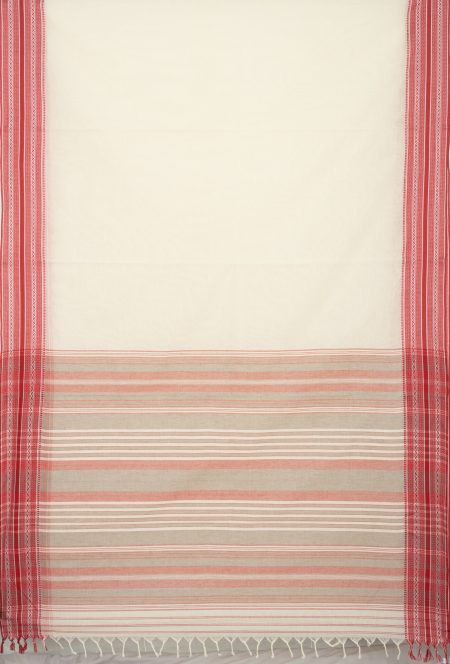 Begumpuri Cotton Saree – White and Red - Retail Maharaj
