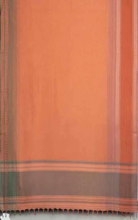 Handwoven Dhaniakhali Cotton Saree – Apricot - Retail Maharaj