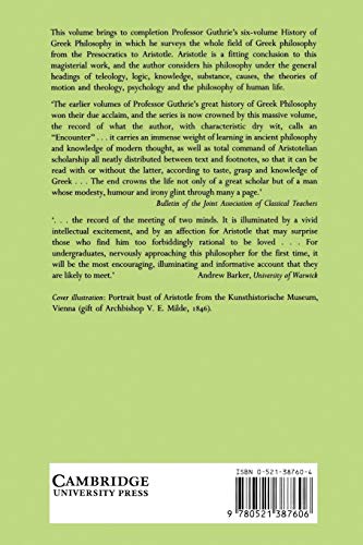 A History of Greek Philosophy: Volume 6, Aristotle: An Encounter