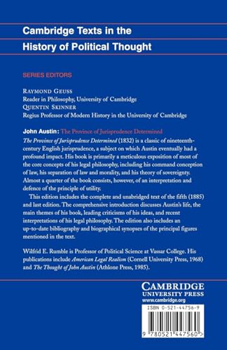 John Austin the Province of Jurisprudence Determined (Cambridge Texts in the History of Political Thought)
