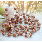 Rudraksha 108 Beads Mala with Silver Caps Premium Japa Mala for Meditation and Spiritual Healing