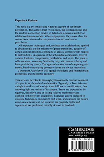 Continuum Percolation: 119 (Cambridge Tracts in Mathematics)