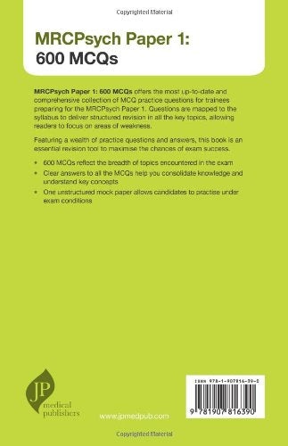 MRCPSYCH PAPER 1:600 MCQS