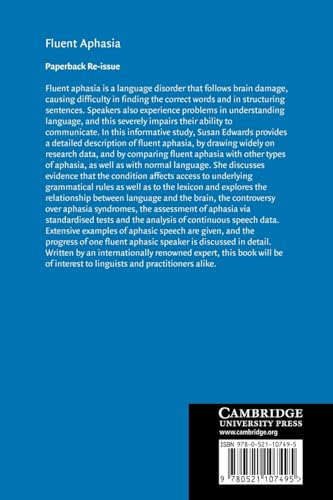 Fluent Aphasia: 107 (Cambridge Studies in Linguistics)