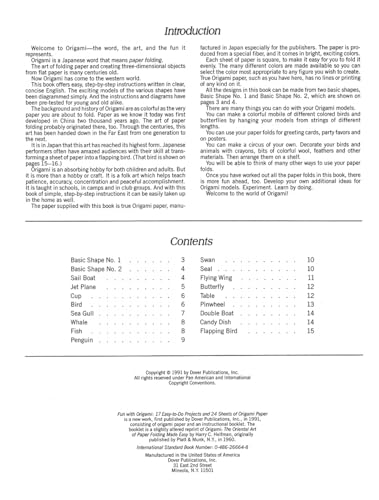 Fun with Origami: 17 Easy-to-Do Projects and 24 Sheets of Origami Paper. (Dover Origami Papercraft)