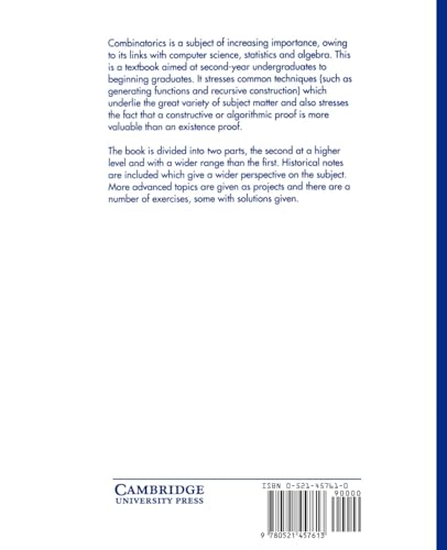 Combinatorics: Topics, Techniques, Algorithms