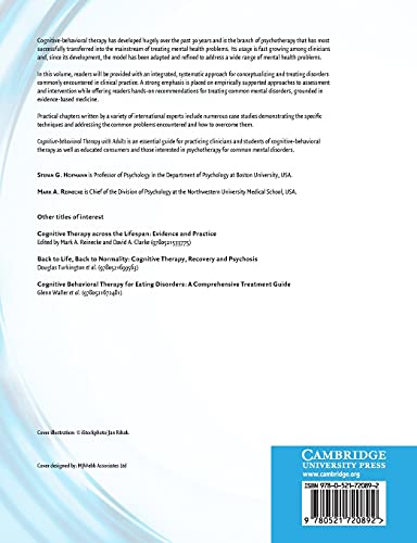 Cognitive-behavioral Therapy with Adults: A Guide to Empirically-informed Assessment and Intervention (Cambridge Medicine (Paperback))