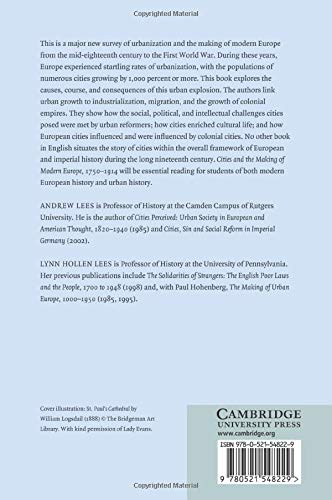 Cities and the Making of Modern Europe, 1750?1914