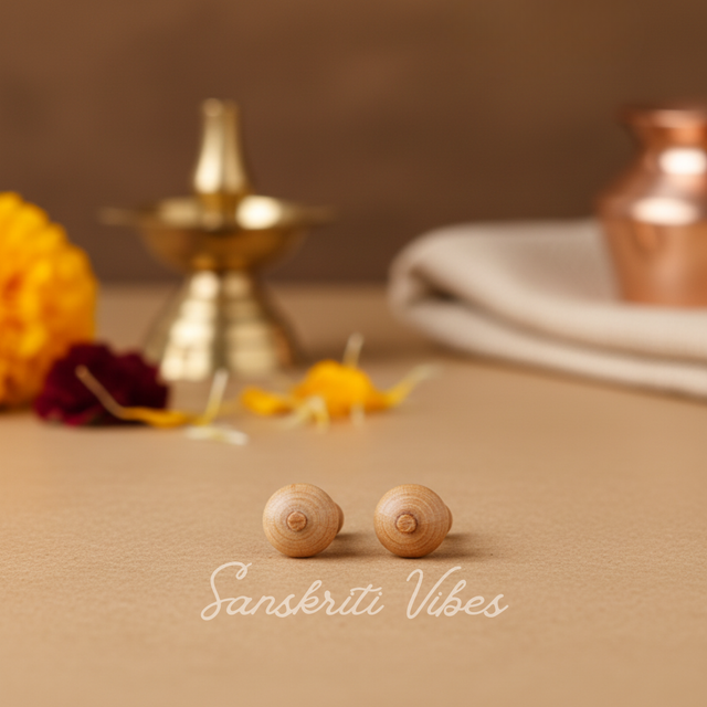 Round Tulsi Bead Earrings Studs – Handcrafted 5mm & 9mm Sacred Tulsi Wood Tops for Spiritual Daily Wear - Retail Maharaj