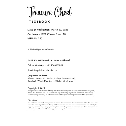 Almond Books Treasure Chest ICSE English Textbook for Class 9 & 10 – Poems & Short Stories | Strictly follows ICSE Syllabus