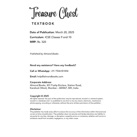 Almond Books Treasure Chest ICSE English Textbook for Class 9 & 10 – Poems & Short Stories | Strictly follows ICSE Syllabus - Retail Maharaj