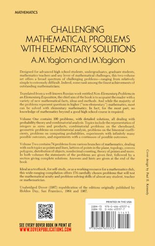 Challenging Mathematical Problems with Elementary Solutions, Vol. II (Dover Books on Mathematics) - Retail Maharaj