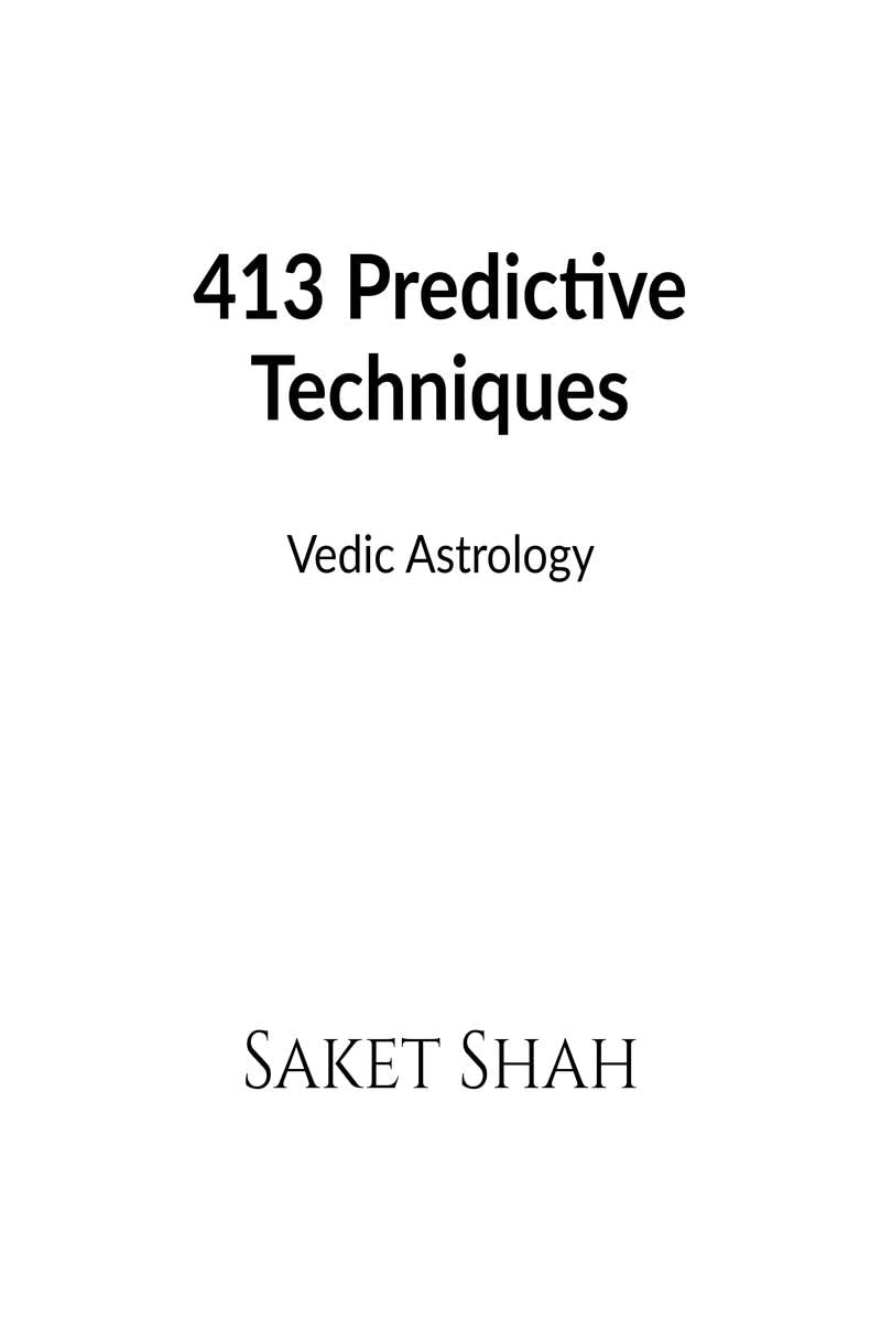 413 Predictive Techniques: Vedic Astrology [English]