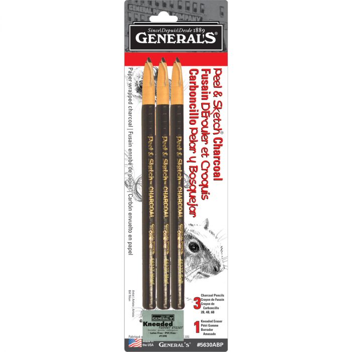 General’s Peel & Sketch Charcoal Pencils Set of 3 – 5630ABP