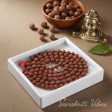 6 mm Knotted Rudraksha Mala 108 plus 1 Prayer Beads Long Red Tassel Spiritual Necklace for Men and Women