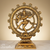 Lord Shiva Nataraj Dancing Statue Gold Aluminium Shiv Idol for Home Mandir Temple Puja Spiritual Vastu Decor 20 cm Handcrafted