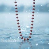 108 plus 1 Rudraksha Guru Beads Mala with Silver Flower Caps for Meditation and Spiritual Healing