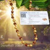 Golden 5 Mukhi Rudraksha Mala for Men and Women Lab Certified Spiritual Beads Necklace for Puja Meditation and Daily Wear - Retail Maharaj