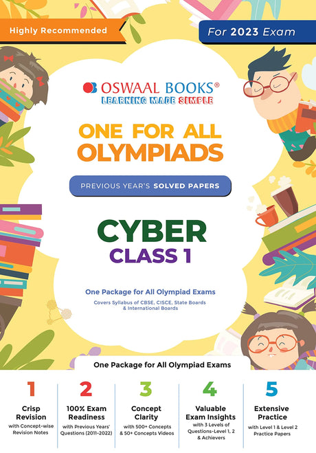 Oswaal One For All Olympiad Previous Yearsâ€™ Solved Papers Cyber Class-1 - Retail Maharaj