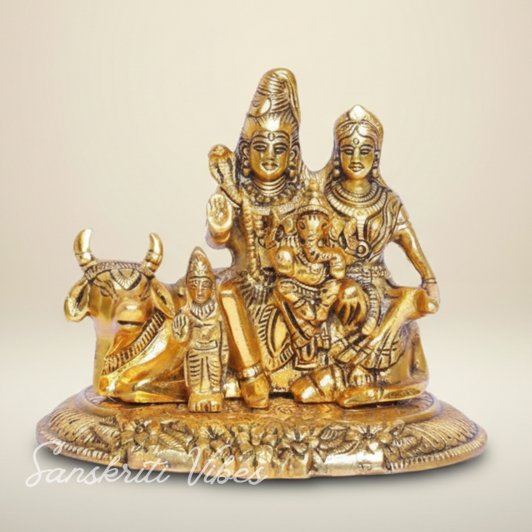 Shiva Parivar Idol Metal Statue Lord Shiva Family Murti for Home Mandir Puja Vastu Prosperity Decor Handcrafted