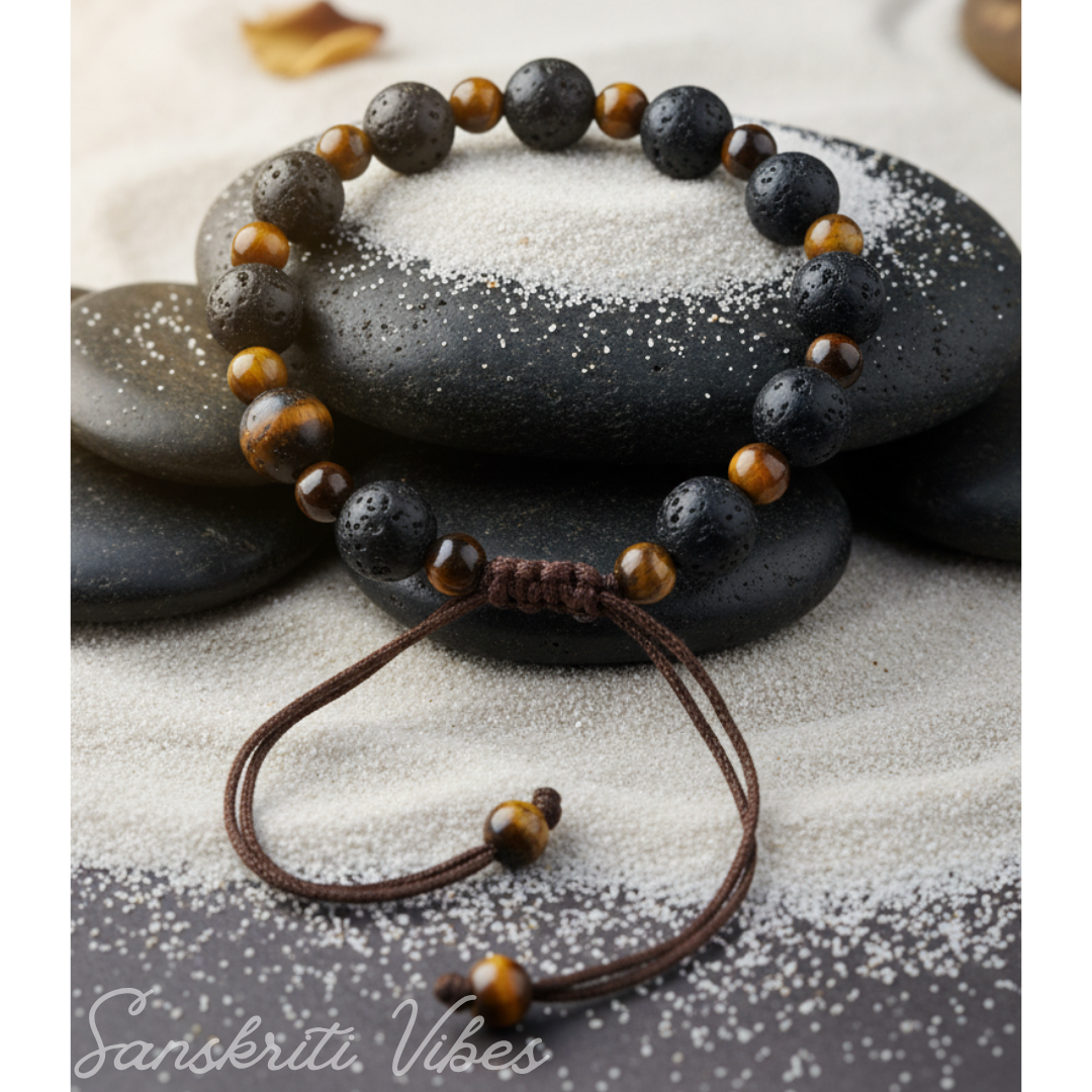 Powerful Krishna Sphatik with Tiger Beads Designed Adjustable Bracelet for Men and Women Spiritual Protection Healing Classic Style