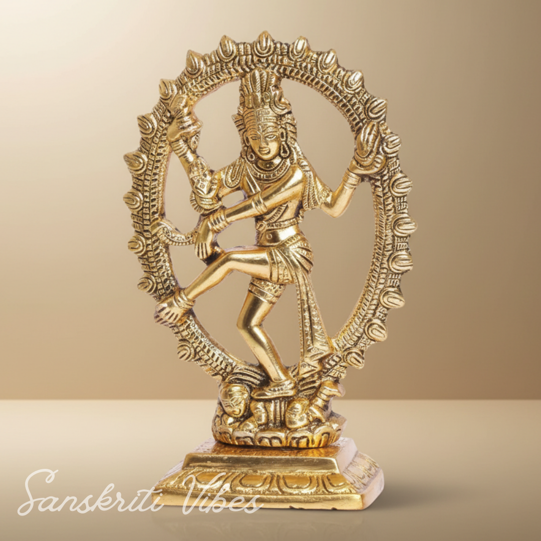 Metal Shiva Nataraj Idol Gold Plated Dancing Shiva Statue for Home Decor Mandir Puja Meditation Vastu Showpiece 19 cm