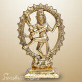 Metal Shiva Nataraj Idol Gold Plated Dancing Shiva Statue for Home Decor Mandir Puja Meditation Vastu Showpiece 19 cm
