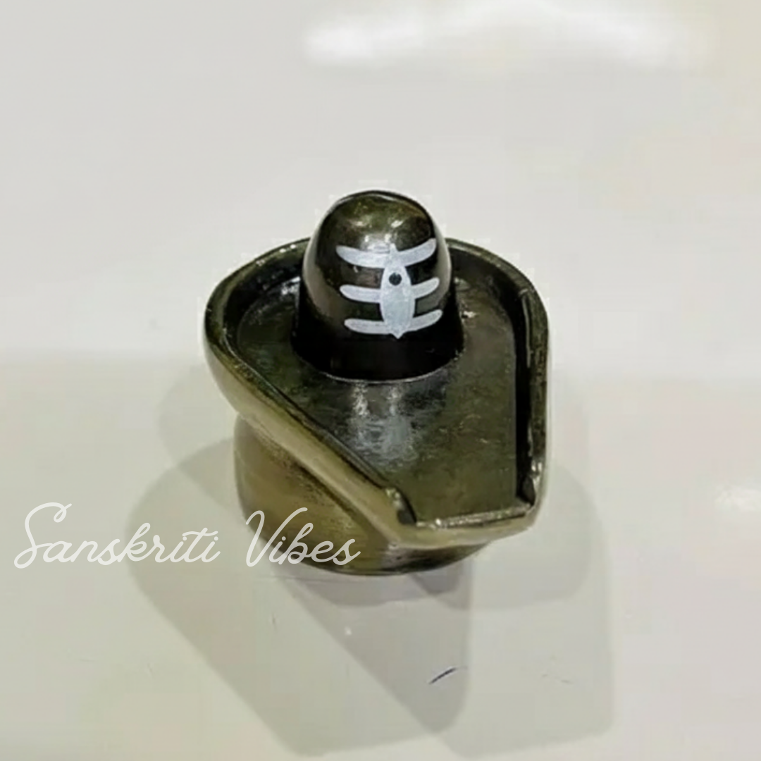Metal Shivling Small Shivlingam Statue for Puja Mandir Temple Home Decor Vastu Spiritual Showpiece Gift Item Height 3.5 cm