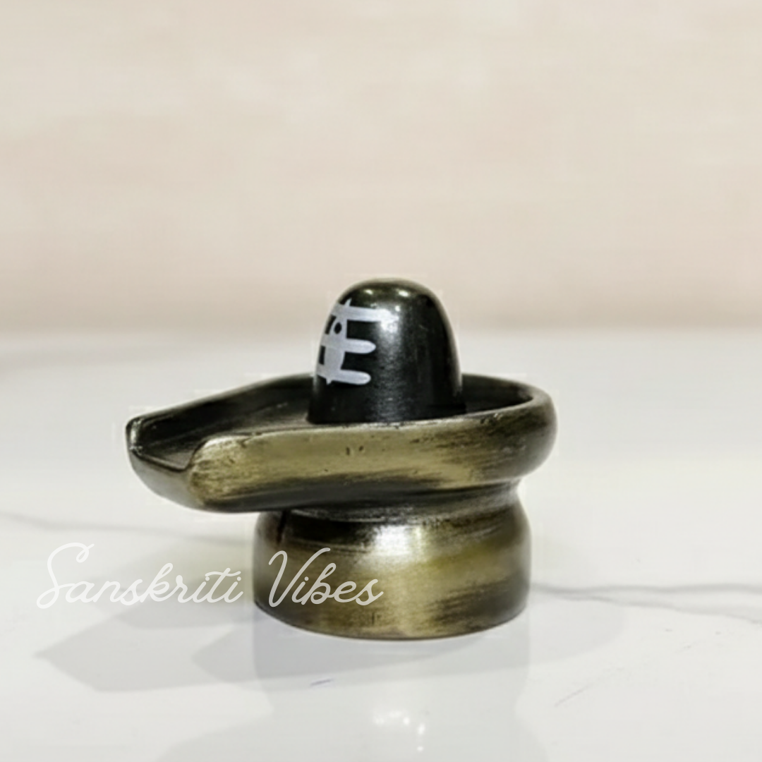 Metal Shivling Small Shivlingam Statue for Puja Mandir Temple Home Decor Vastu Spiritual Showpiece Gift Item Height 3.5 cm