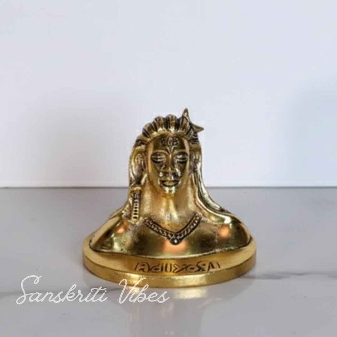 Adiyogi Shiva Metal Statue Murti for Car Dashboard Desk Mandir Meditation Spiritual Home Decor Showpiece