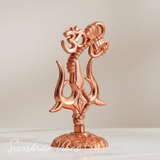 Metal Shiv Shakti Om Trishul Damru Rudraksha Symbol Idol Statue for Home Decor Mandir Temple Puja Meditation Vastu Showpiece Copper Finish 9.5 cm