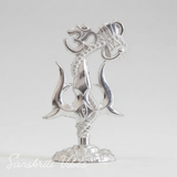 Metal Shiv Shakti Om Trishul Damru Rudraksha Symbol Idol Statue for Home Decor Mandir Puja Meditation Vastu Showpiece Antique Silver Finish 9.5 cm