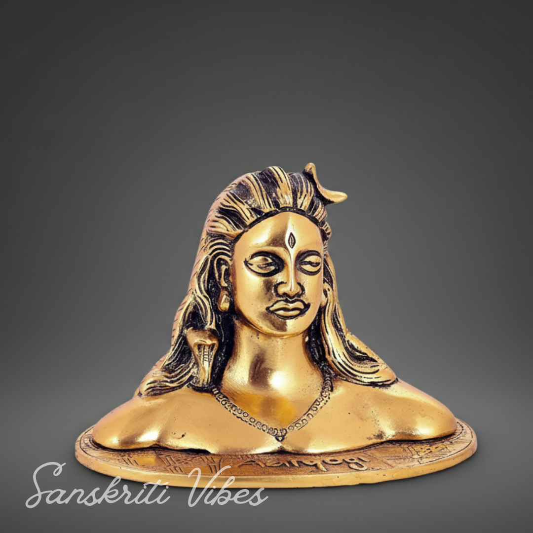 Adiyogi Shiva Metal Statue Murti for Car Dashboard Desk Mandir Puja Meditation Spiritual Home Decor Showpiece