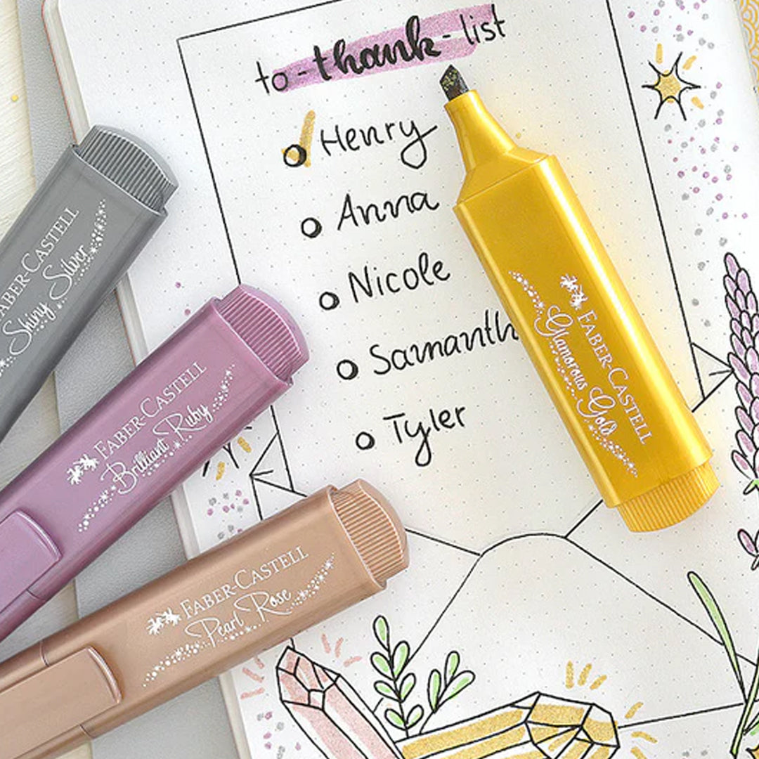 Faber Castell Metallic Glitter Highlighter Pens Set of 4