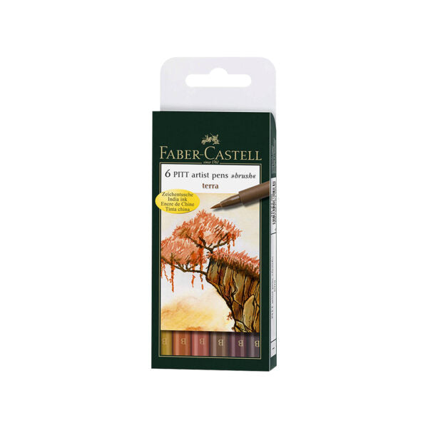 Faber-Castell PITT Artist Brush Pens 6 Pack Terra Basic Pastel Soft and Light Skin Tones - Retail Maharaj