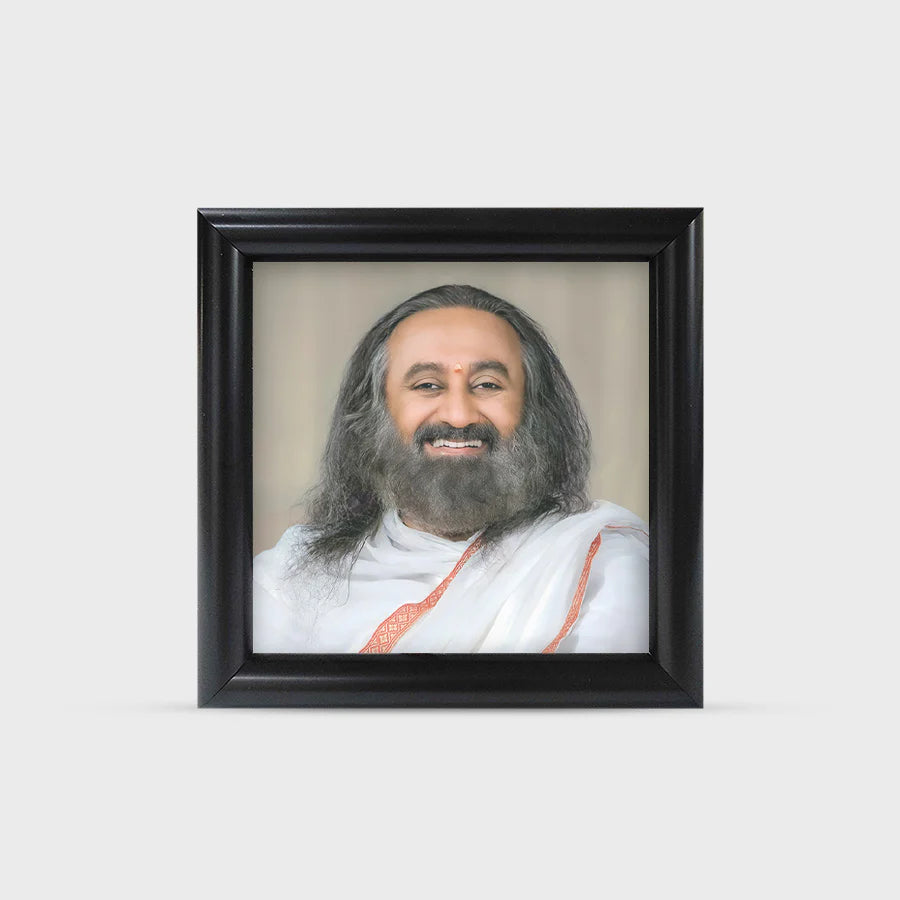 Photo Frame 4 x 4 inch (Sparkle) – Premium Tabletop Frame with Gurudev Sri Sri Ravi Shankar Image for Home & Office Decor