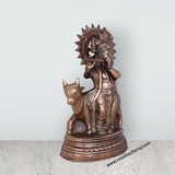 Cow Krishna Murti - 20 x 12 Inches | Copper Oxidised Cow Krishna Statue/ Krishna Idol for Pooja/ 2.800 Kgs - Retail Maharaj