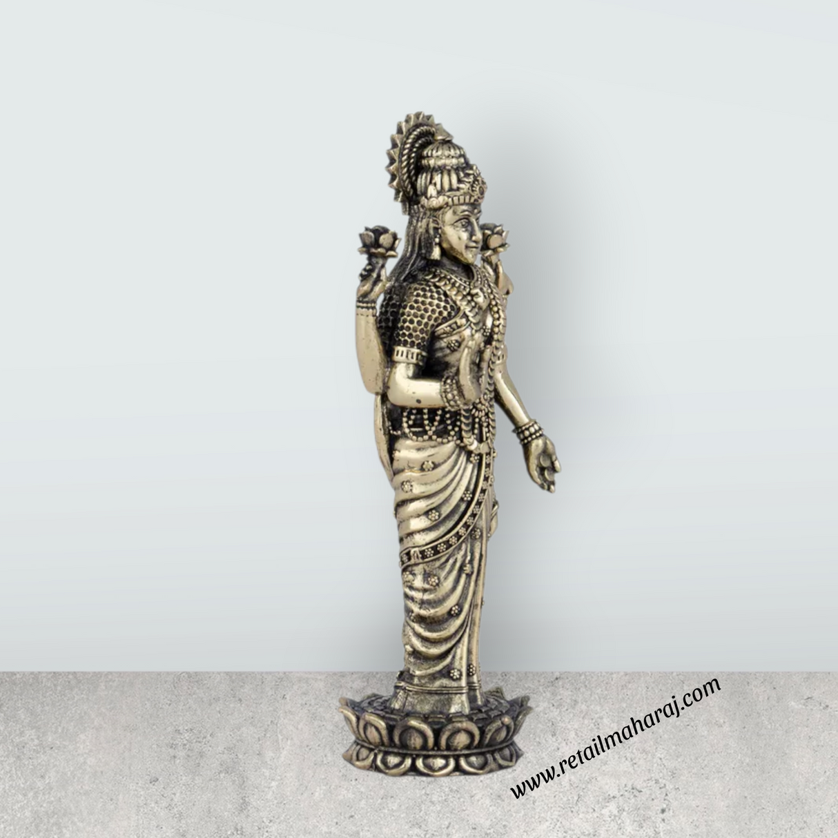 Vishnu Murti - 6 x 2.25 Inches | Brass Vishnu Idol/ Lord Vishnu Murti Statue for Pooja/ 245 Gms Approx - Retail Maharaj