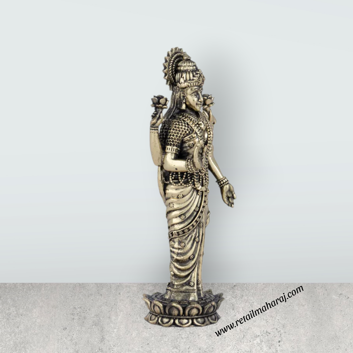 Vishnu Murti - 6 x 2.25 Inches | Brass Vishnu Idol/ Lord Vishnu Murti Statue for Pooja/ 245 Gms Approx - Retail Maharaj