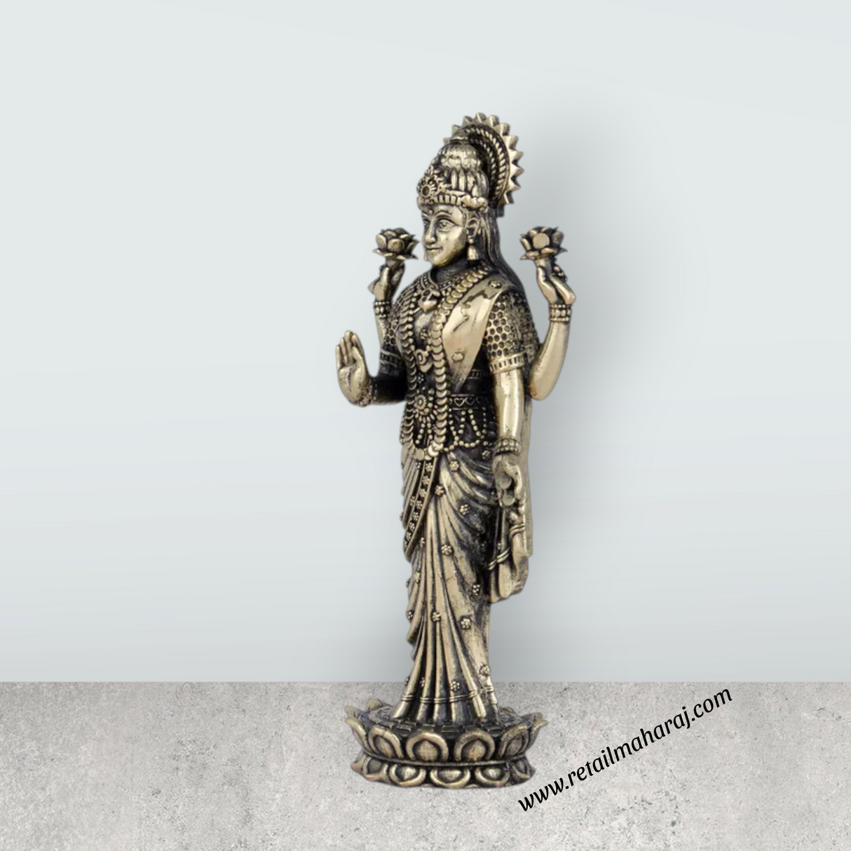 Vishnu Murti - 6 x 2.25 Inches | Brass Vishnu Idol/ Lord Vishnu Murti Statue for Pooja/ 245 Gms Approx - Retail Maharaj