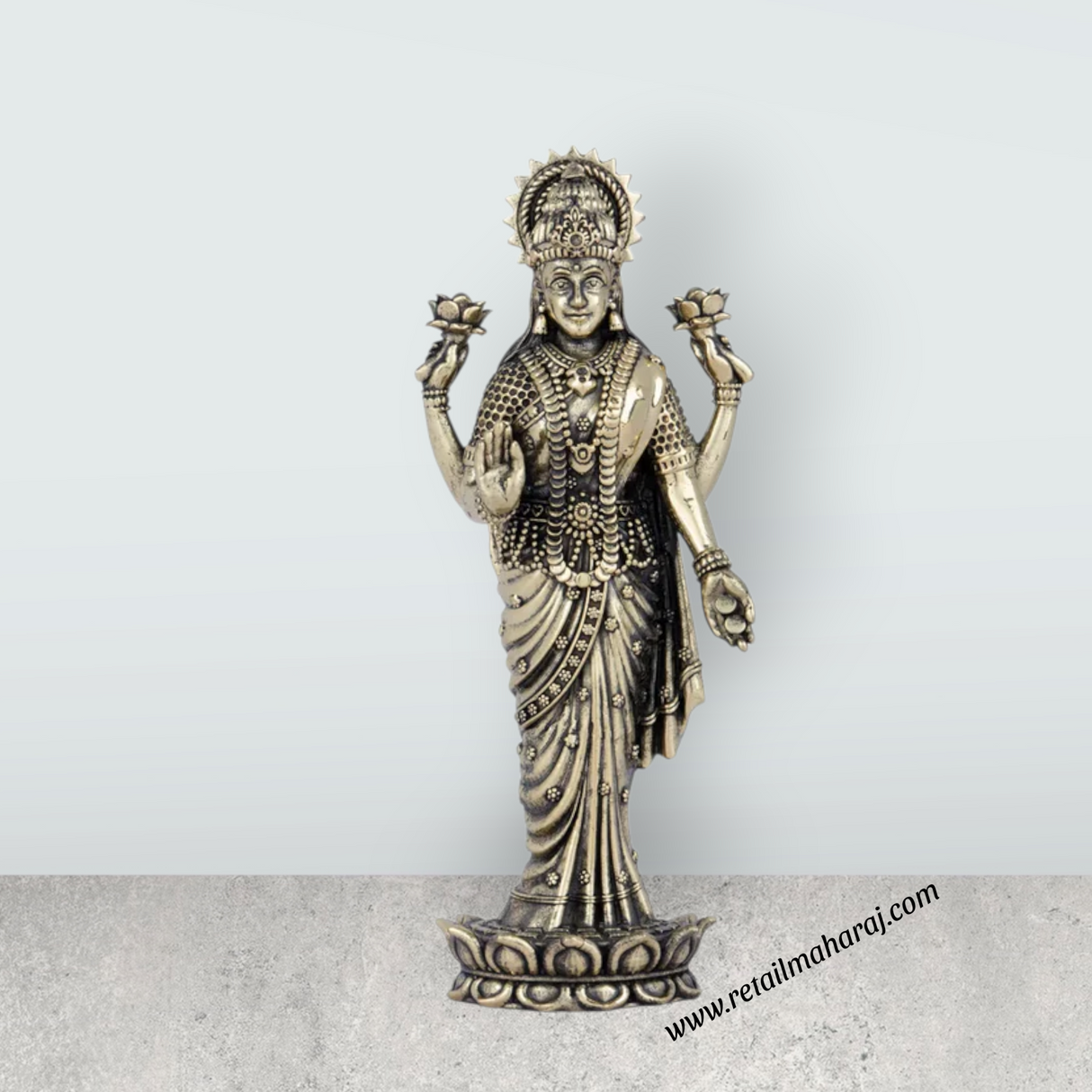 Vishnu Murti - 6 x 2.25 Inches | Brass Vishnu Idol/ Lord Vishnu Murti Statue for Pooja/ 245 Gms Approx - Retail Maharaj