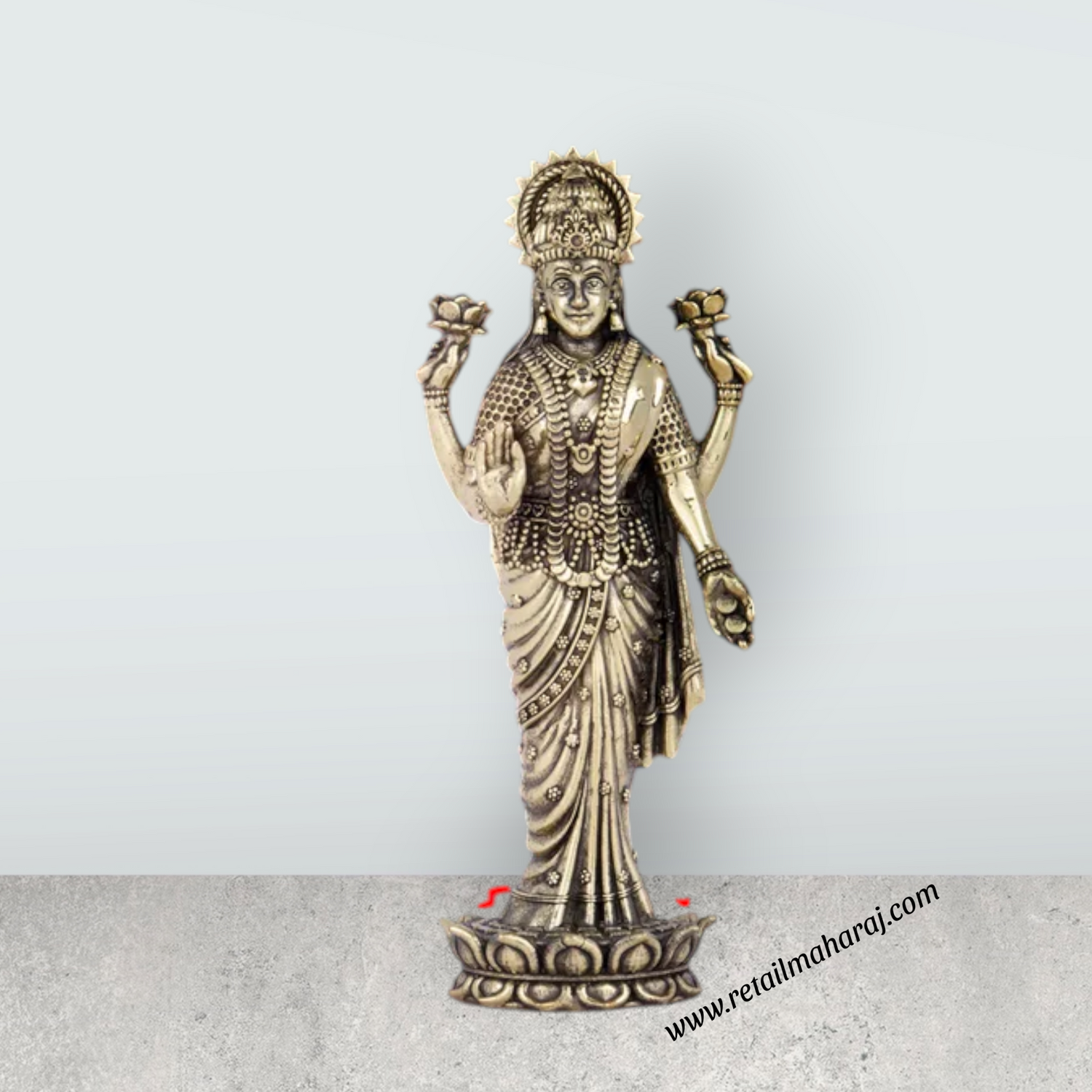 Vishnu Murti - 6 x 2.25 Inches | Brass Vishnu Idol/ Lord Vishnu Murti Statue for Pooja/ 245 Gms Approx - Retail Maharaj
