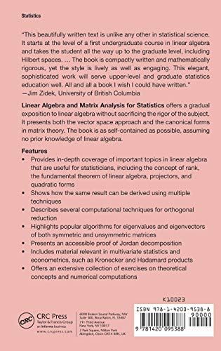 Linear Algebra and Matrix Analysis for Statistics (Chapman & Hall/CRC Texts in Statistical Science) - Retail Maharaj