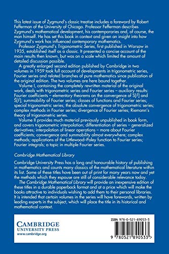 Trigonometric Series: Volumes I & II Combines: 1&2 (Cambridge Mathematical Library)