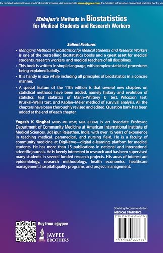 MAHAJAN'S METHODS IN BIOSTATISTICS FOR MEDICAL STUDENTS AND RESEARCH WORKERS