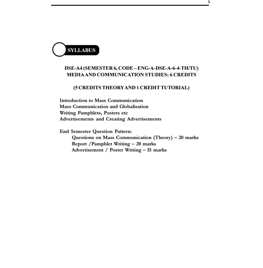 CBCS Partition Literature Media & Communication (DSE-A3 & DSE-A4) Combined - Sem - 6 (English Version) - Retail Maharaj